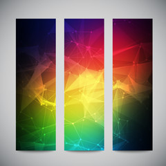Geometric, lowpoly, abstract modern vector banners set with