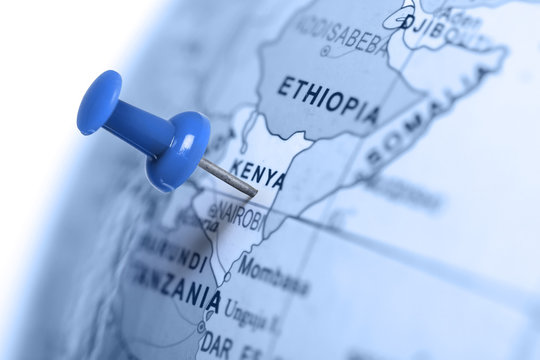 Location Kenya. Blue pin on the map.