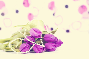 Purple tulips - retro styled photo