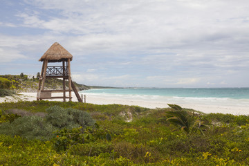 Beautiful Caribbean coast in Tulum Mexico