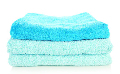 Stack of towels isolated on white