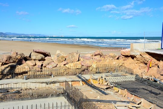 Obras en la playa