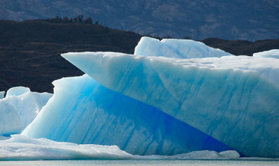 Icebergs on the mountain lake in Argentina.
