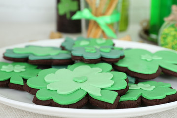 cookies in shape of clover leaf for St Patrick Day