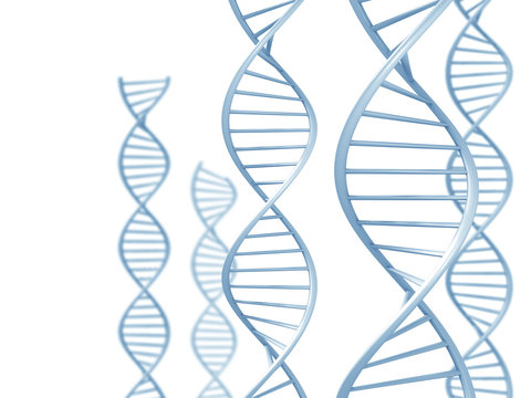 Genetic research concept of DNA double helix spirals