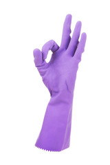 Obraz premium Rubber glove on hand, isolated on white