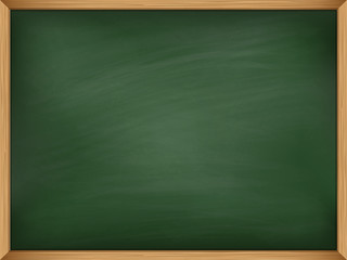 Empty green chalkboard with wooden frame. Template