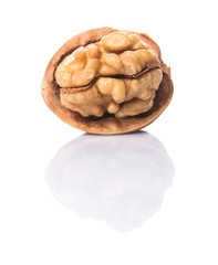 Walnut nuts over white background