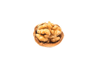 Walnut nuts over white background