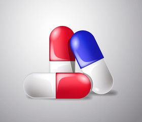 Red and blue pills composition. Medicine