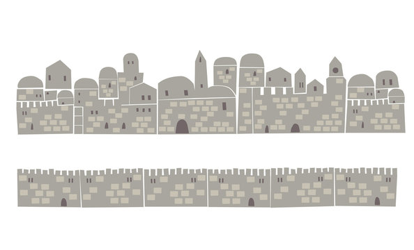 Holy City, Middle East Town, Vector illustration