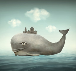 Fantasy Whale - obrazy, fototapety, plakaty