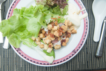 Salad Vegetable with  biscuits