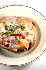 steamed fish with curry paste in plate