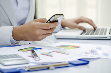 Fototapeta premium Texting and working