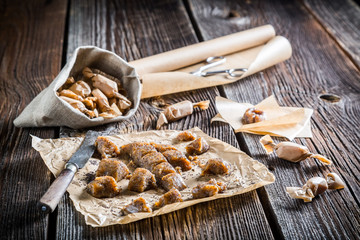 Packed in paper sweet candies with poppy seeds