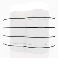 White curve glass shelves