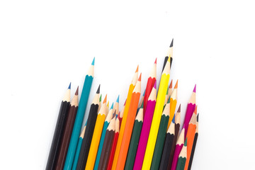 Colour pencils isolated on white background