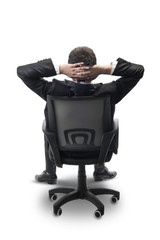 relaxed businessman sitting on chair,isolated on white
