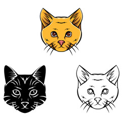 Coloring book Cat Head cartoon character