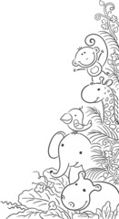 Corner frame with cartoon African animals