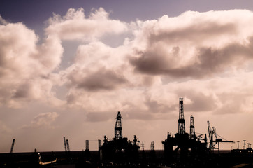 Oil Drilling Rig Silhouette