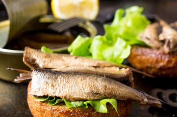 Burger with sardines