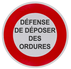 défense de déposer des ordures