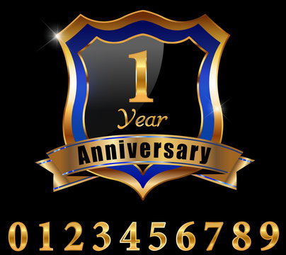 1 year anniversary golden label, 1st anniversary emblem