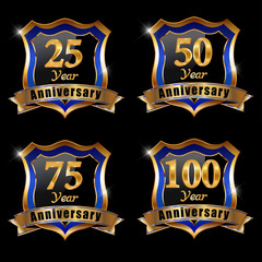 set of anniversary elements, 25 year anniversary badge