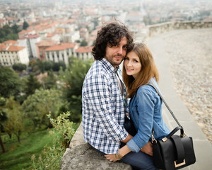 Beautiful couple enjoying themselves in the Italian streets