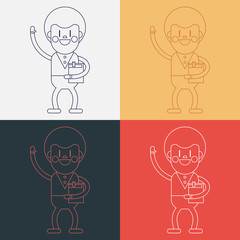 Character illustration design. Businessman joyful cartoon