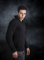 Portrait of a Young Vampire Man with Black Sweater