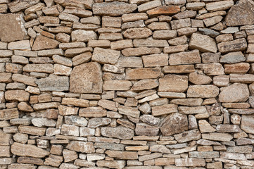Decorative old look rough surface rubble stone wall varied pattern texture background image