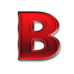 Metal letter B in red