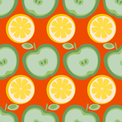 seamless background with limon and apple