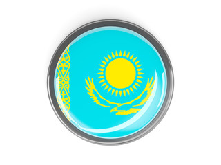 Round button with flag of kazakhstan