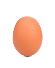 Single brown chicken egg isolated on white