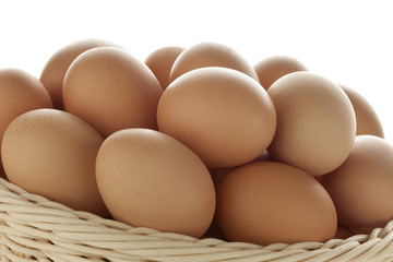 Basket with fresh eggs