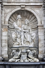 Fototapeta na wymiar Neptune Fountain in Albertina Museum Palace, Vienna