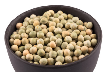 peas in a black plate