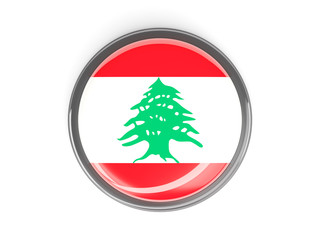 Round button with flag of lebanon