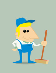 Cartoon professional cleaner