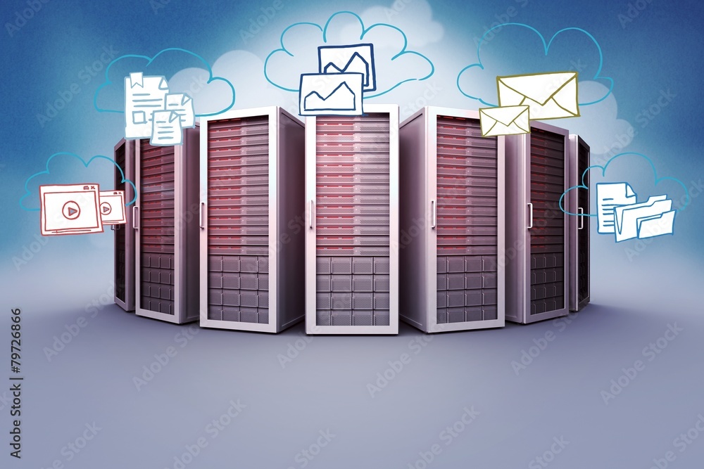 Poster Composite image of cloud computing doodle