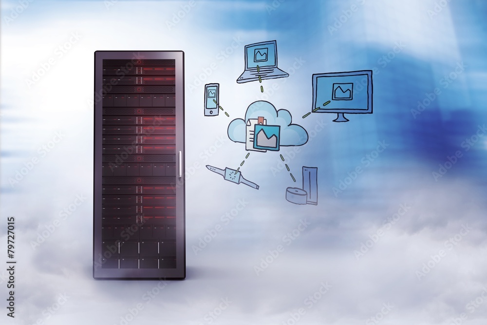 Poster Composite image of cloud computing doodle