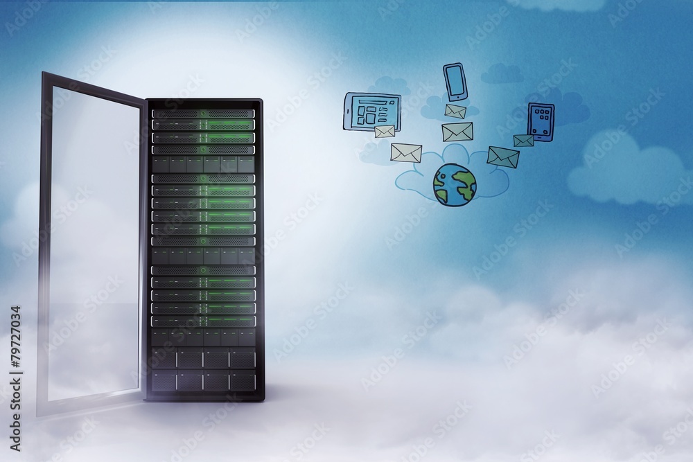 Aufkleber composite image of cloud computing doodle