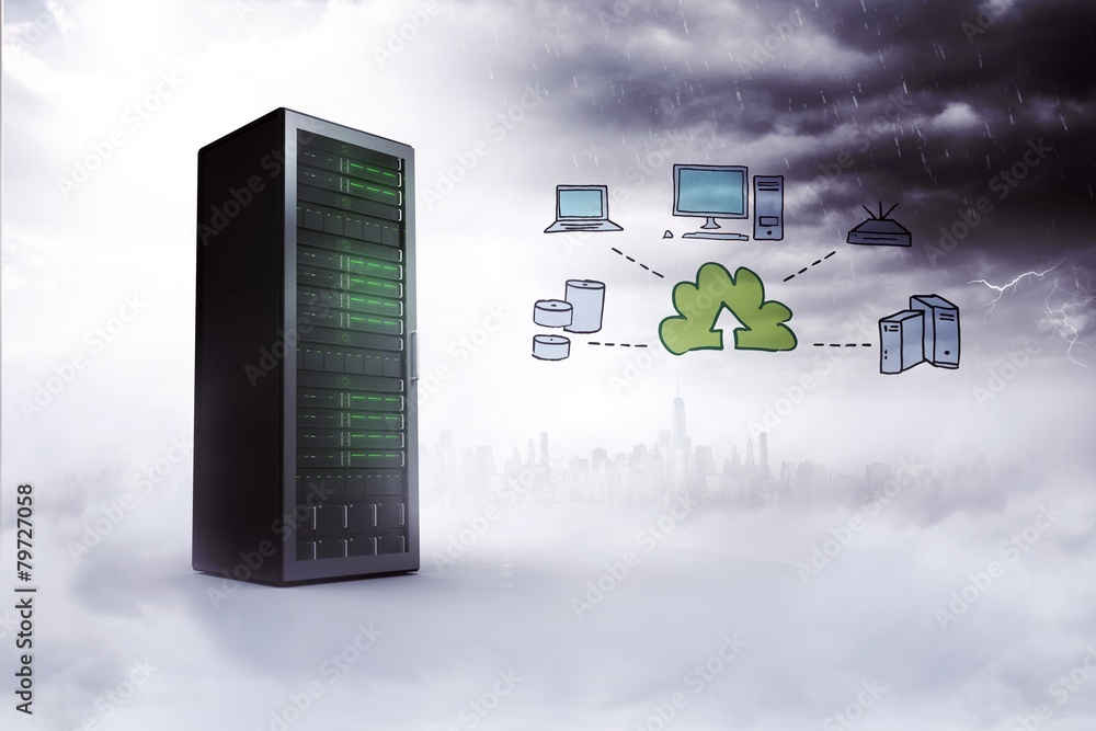 Poster Composite image of cloud computing doodle