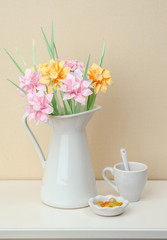 a bouquet in a jar