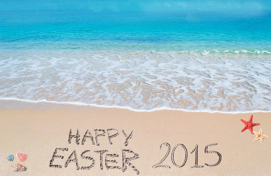 happy easter 2015 on a tropical beach