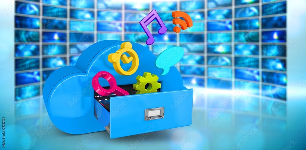 Poster Composite image of cloud computing drawer